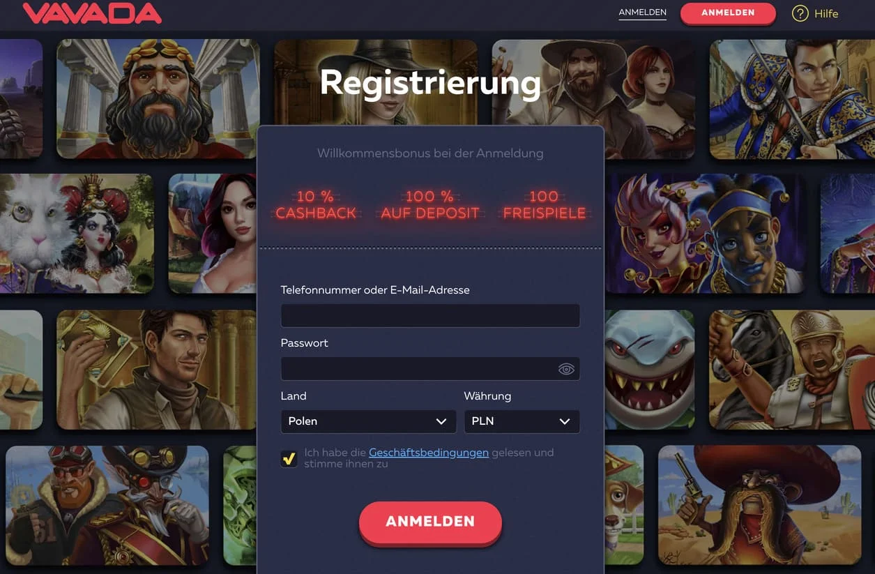 Registrierung im Vavada-Casino ohne Komplikationen